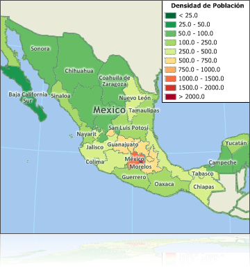 densidad de población de México