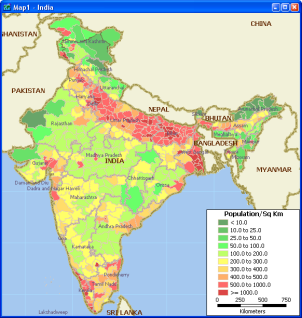 Maptitude India Population Density Map