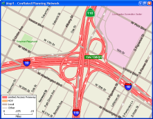 Sample map with line styles, shields, and one-way streets