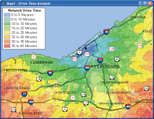 Network bands and partitions based on drive time