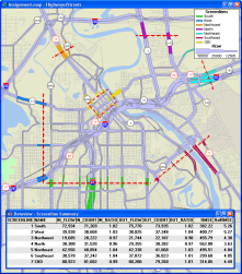 Sample screenline analysis map created with TransCAD transportation planning software
