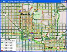 Sample Traffic Assignment map with Volume to Capacity