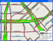 Sample traffic assignment by vehicle type map created with TransCAD transportation planning software