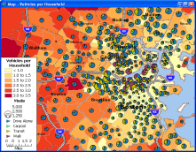Sample map with color and pie chart themes