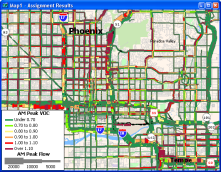 AM Peak Traffic Assignment and VOC Map