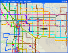 Sample transit routes map created with TransCAD transportation planning software
