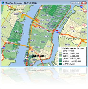 Sample ZIP Code Map with ACS Income Data