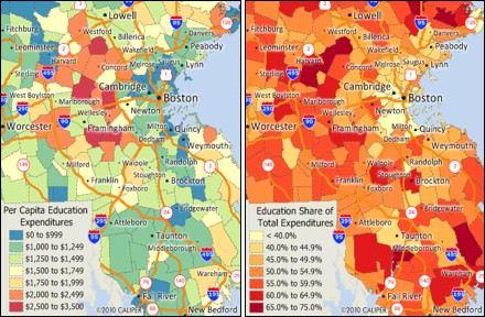 Maptitude maps of education expenditures