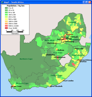 Maptitude South Africa Population Density Map