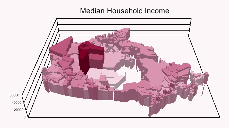3D map of income with Maptitude alternative to Blue Marble Global Mapper