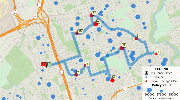 Route maps to visit policy holders