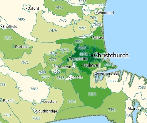Mapping sales data to New Zealand postal code areas
