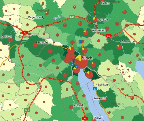 Create thematic maps with Maptitude Switzerland map software