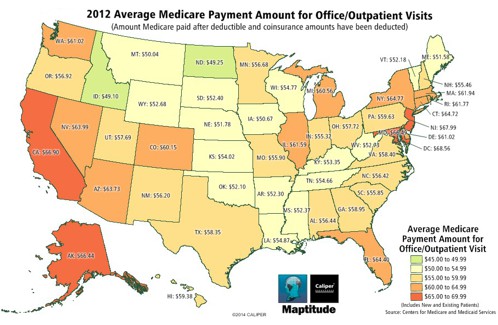 Average Medicare Office Visit Payments by State