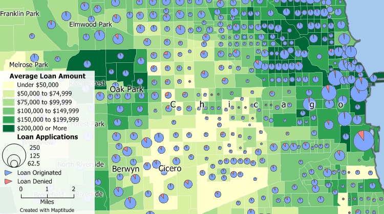 Mapping CRA and HMDA data with Maptitude mapping software