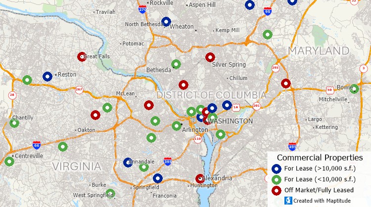 Maptitude Commercial Real Estate Mapping Software map of property vacancy