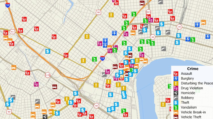 Map any type of crime data with Maptitude crime mapping software