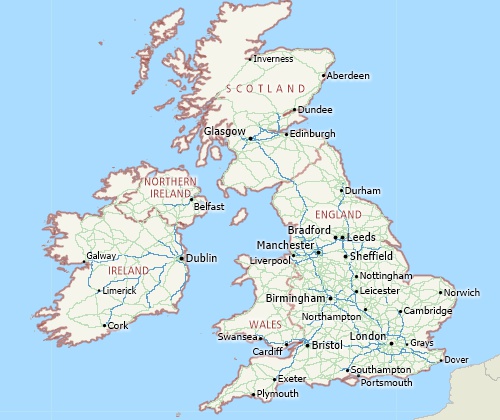 UK and Ireland map created with Maptitude mapping software and UK Country Package