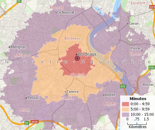 Drive-time analysis with Maptitude France mapping software