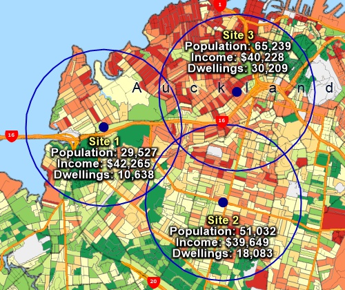 Estimate populations around locations on a map