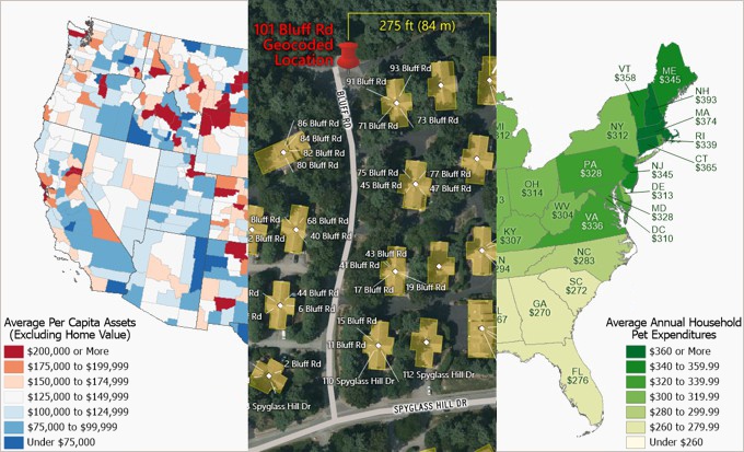 U.S. assets, building footprints and address points, and expenditure data for Maptitude 2021