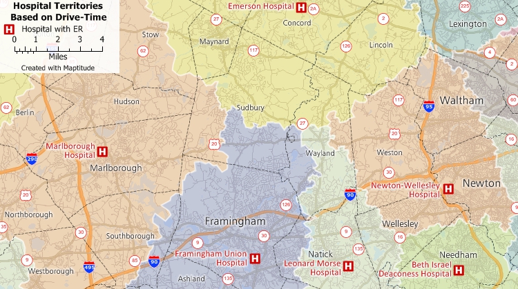Hospital network territories