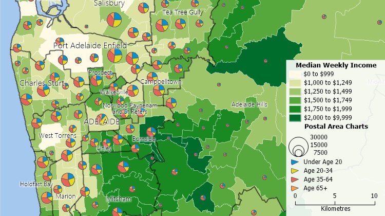 Use the included demographic data to target your marketing with Maptitude marketing mapping software