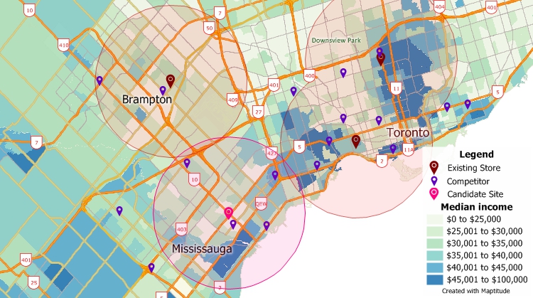 Maptitude is a Google Fusion Tables alternative for mapping data and finding opportunities