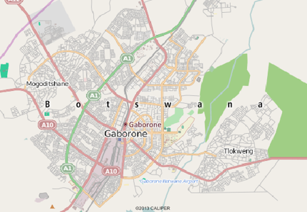 Gabarone, Botswana map
