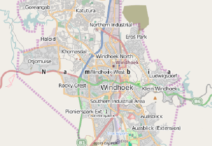 Windhoek, Namibia map