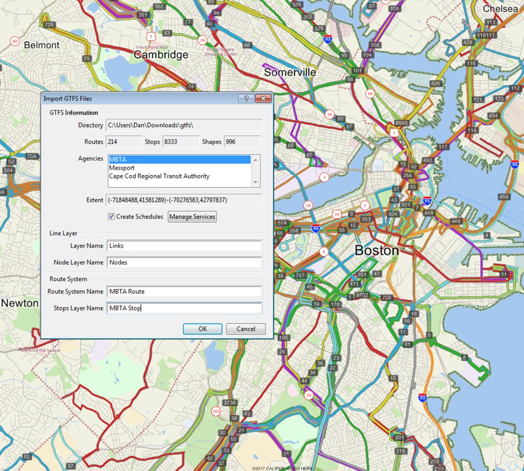 GTFS routes in TransCAD