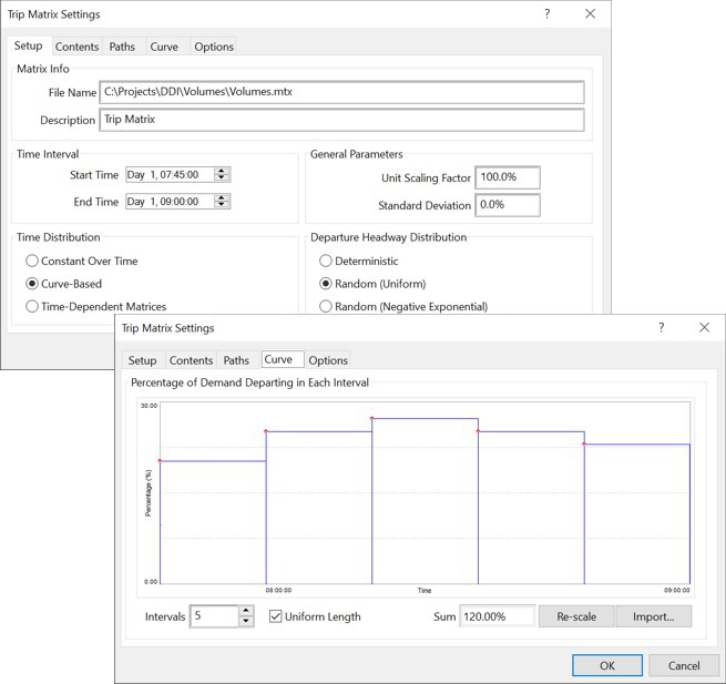 Trip Matrix Settings in TransModeler