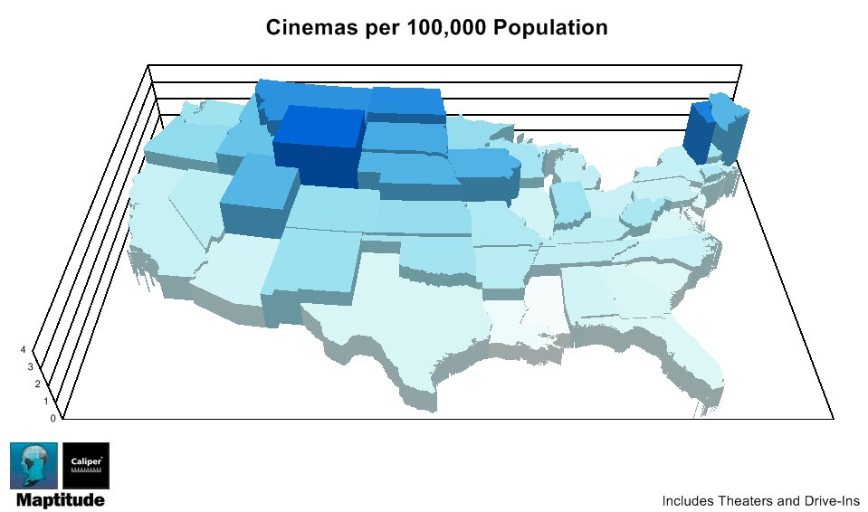 Cinemas per Capita by State Maptitude Map