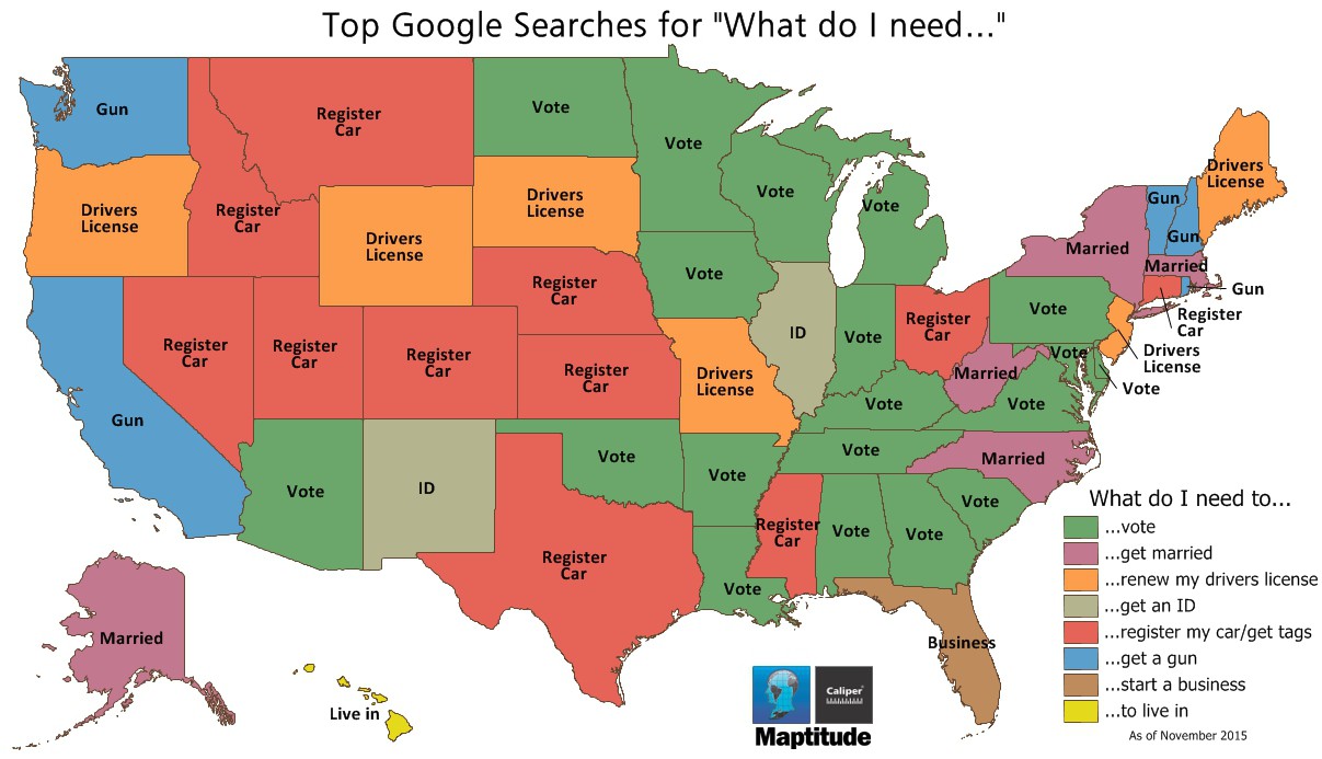 Maptitude Map of Top Google State Searches