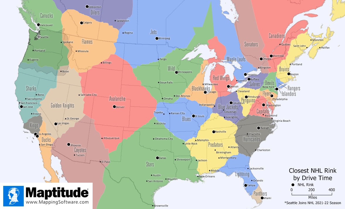 nhl teams map