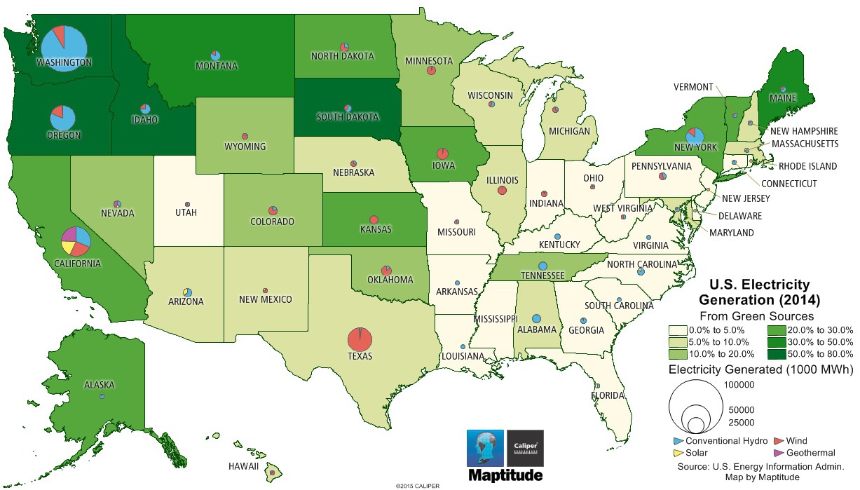 Renewable Electricity Generation by State Maptitude Map