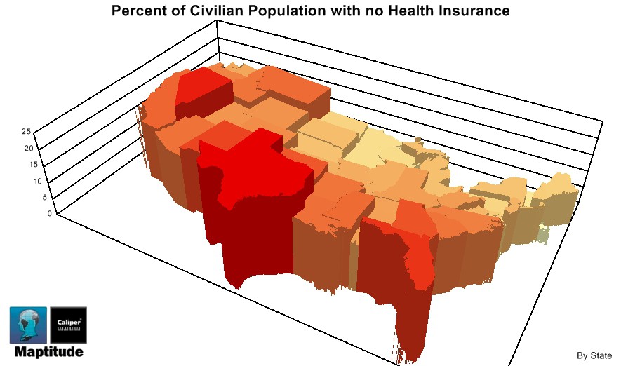 Map of Uninsured Population by State