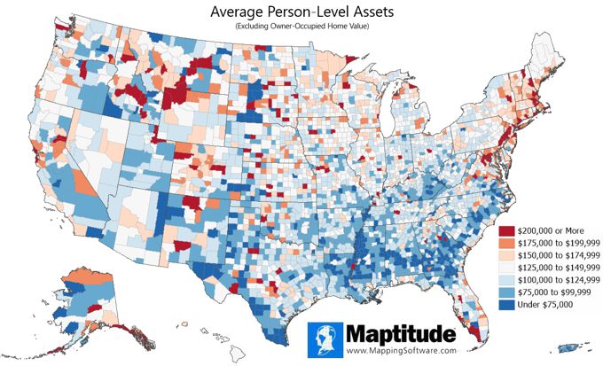 Map of Per Capita Assets by U.S. County