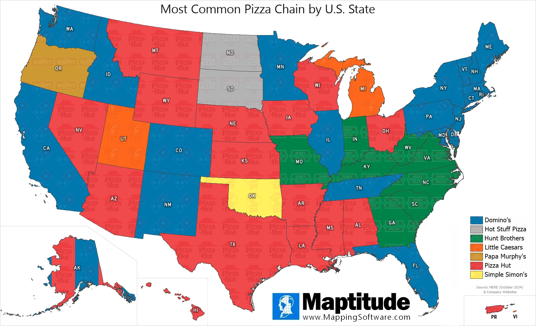Maptitude Map Most Common Pizza - Xmaptitude Popular Pizza Chain Map .pagespeed.ic.QBb1OeeO7n 