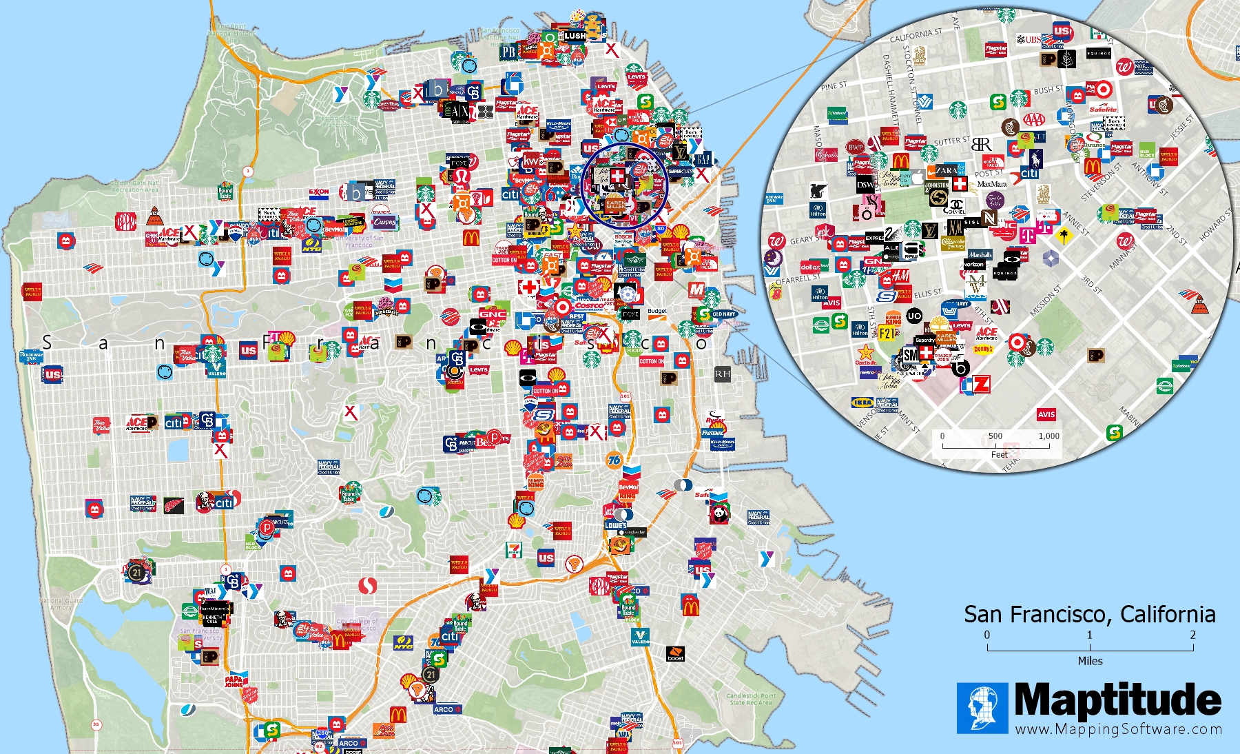 Maptitude mapping software includes free business layers for 2025 in the United States, Australia, Canada, Europe, and the United Kingdom