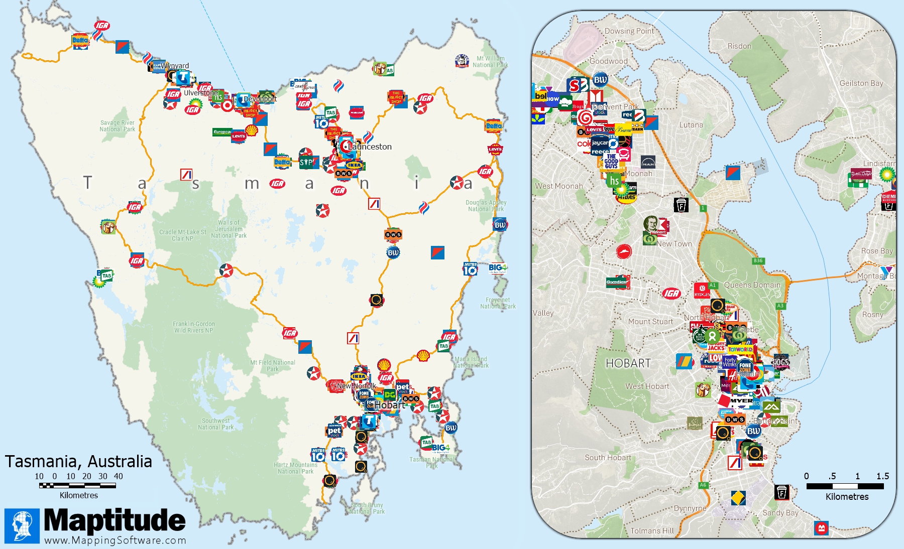 Maptitude mapping software includes free business layers for 2025 in the United States, Australia, Canada, Europe, and the United Kingdom