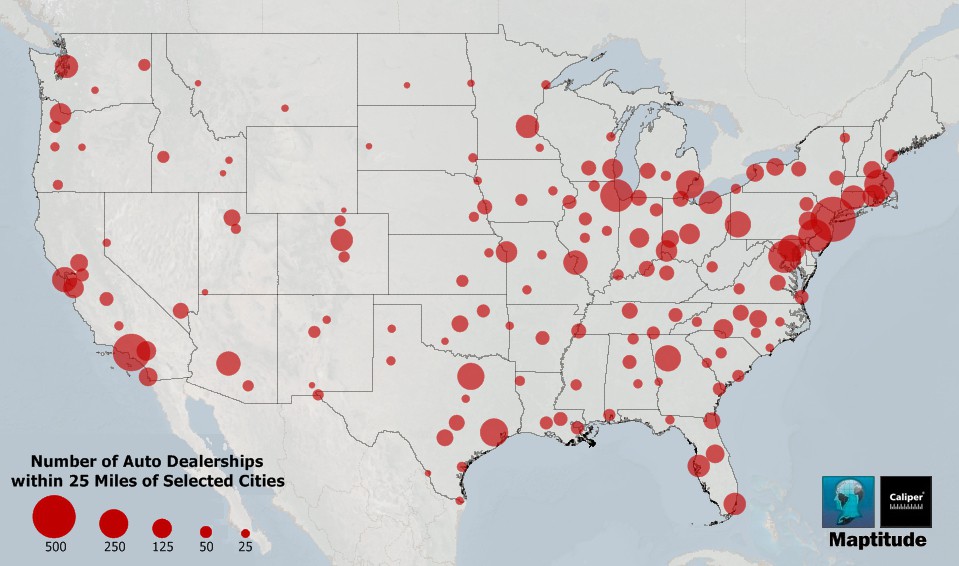Map of Auto Dealerships Density