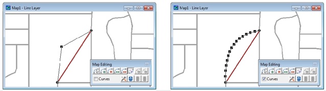 What is a shape point: Map illustrating a line feature with no shape points and multiple shape points