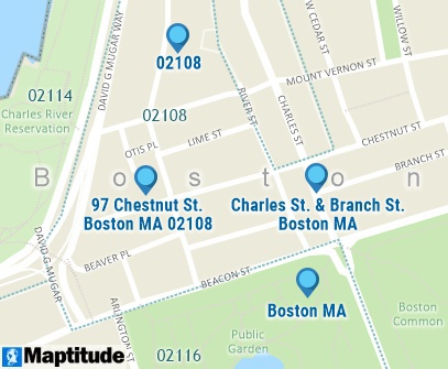 What is a geocoding - map with example of address, city, postal-code, and intersection geocoded locations