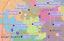 Sample Maptitude prism map of restaurants by ZIP Code