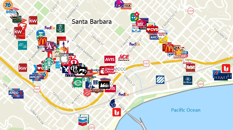 Maptitude map with available free business location data