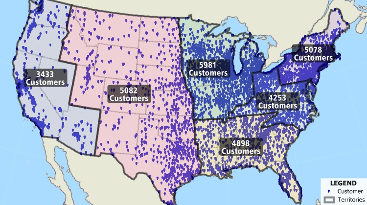Nationwide customers located with Maptitude business visualization software