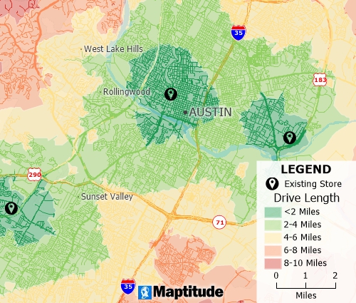 Create driving distance rings around features