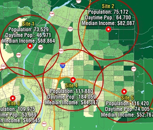 Maptitude demographic overlay results - Geomedia alternative