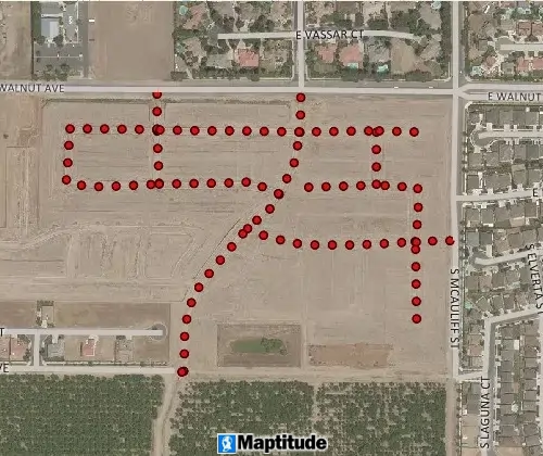 Maptitude GIS map of GPS playback data